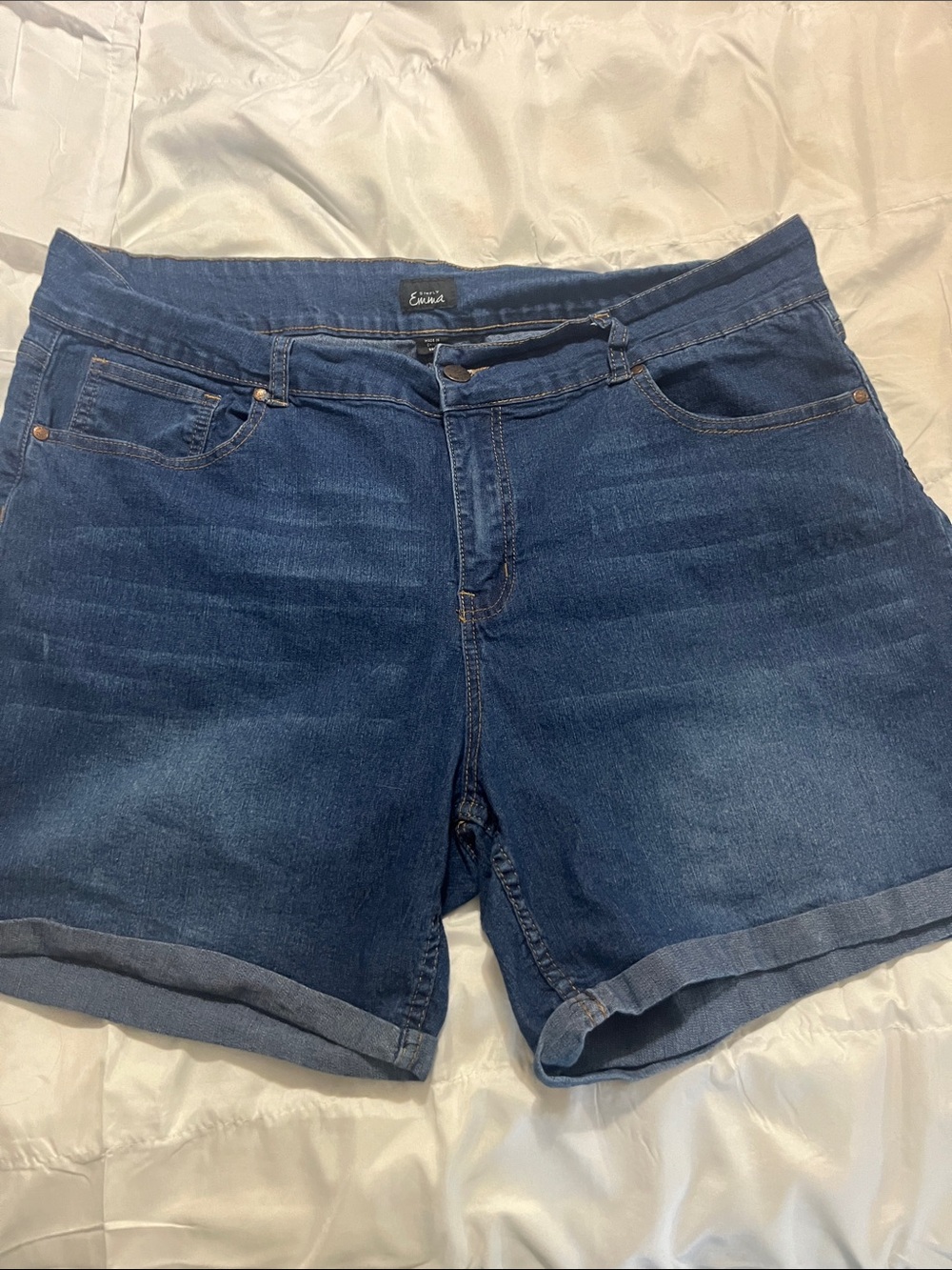 Simply Emma Deep Blue Denim Roll-Cuff Shorts